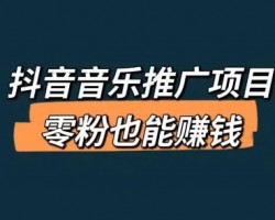 抖音音乐推广项目，零粉也能赚钱