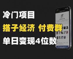 搭子经济付费进群，单日变现4位数玩法