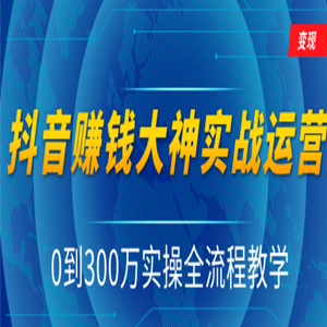 抖音赚钱大神实战运营教程，0到300万实操全流程教学，抖音独家变现模式